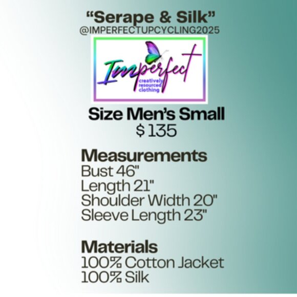 Upcycled denim jacket w/silk embroidery & serape - Picture 2 of 2